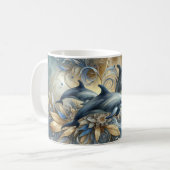 Elegant Dolphins with Golden Floral Waves コーヒーマグカップ (正面左)