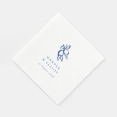 Elegant Doodle Blue Lemons Wedding スタンダードランチョンナプキン (角)