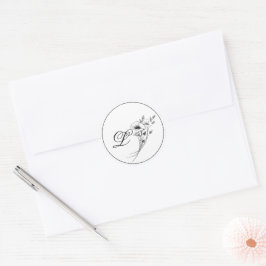 Elegant Doodle Floral Monogram ラウンドシール