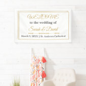 Elegant Double Gold Border Wedding Welcome Banner 横断幕 (インサイチュ)