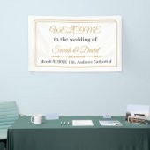 Elegant Double Gold Border Wedding Welcome Banner 横断幕 (トレードショー)