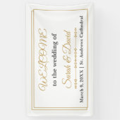 Elegant Double Gold Border Wedding Welcome Banner 横断幕 (縦)