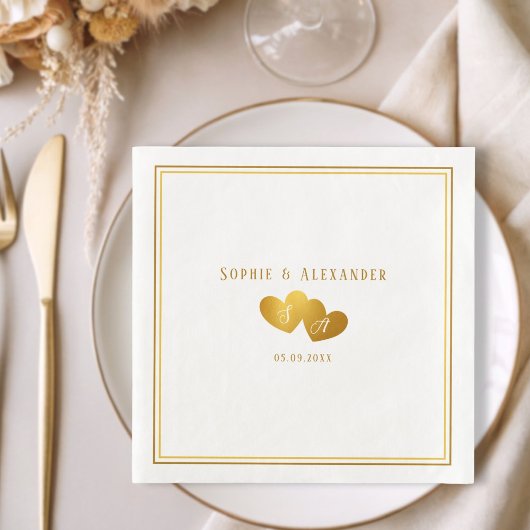 Elegant Double Heart Initials Wedding