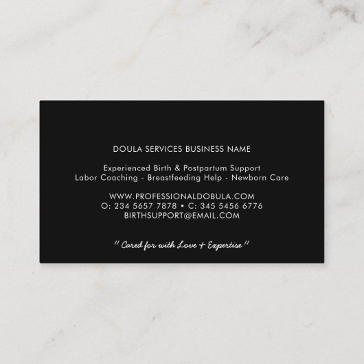 Elegant Doula Midwife Birth Coach 名刺 (裏面)