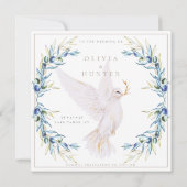 Elegant Dove & Olive Leaves Wedding Save the Date 招待状 (裏面)