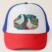 Elegant Doves Pink Floral & Gold Geometric Unisex キャップ (正面)