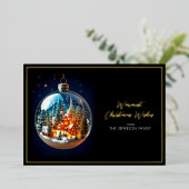 Elegant Dramatic Christmas scenery in bauble Gold 箔シーズンカード (立ち正面)