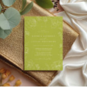 Elegant Drawn Floral Citrus Green Garden Wedding 招待状