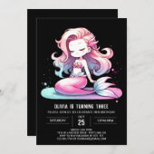 Elegant Dreamy Mermaid Birthday 招待状 (正面/裏面)