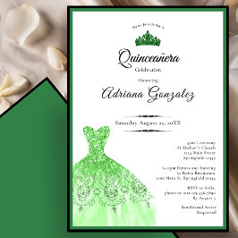 Elegant dress 15th Birthday green Quinceanera 招待状