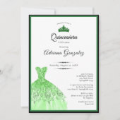 Elegant dress 15th Birthday green Quinceanera 招待状 (正面)