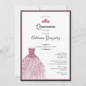 Elegant dress 15th birthday pink Quinceanera 招待状 (正面)