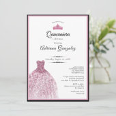 Elegant dress 15th birthday pink Quinceanera 招待状 (スタンド正面)