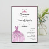 Elegant dress 15th birthday pink Quinceanera 招待状 (スタンド正面)