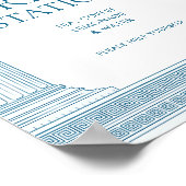 Elegant drink station table party sign in blue ポスター (角)