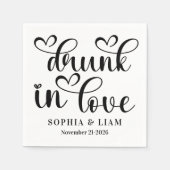 Elegant Drunk in Love Script Wedding スタンダードカクテルナプキン (正面)