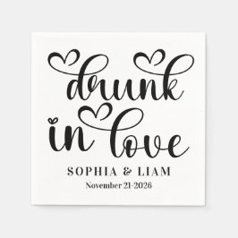 Elegant Drunk in Love Script Wedding スタンダードカクテルナプキン