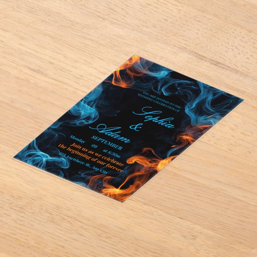 Elegant Dual Flame Wedding Invitation アクリル招待状 (レイダウン)