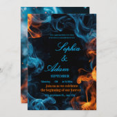Elegant Dual Flame Wedding Invitation 招待状 (正面/裏面)