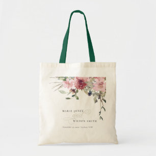 Elegant Dusky Blush Rose Wildflower Floral Wedding トートバッグ