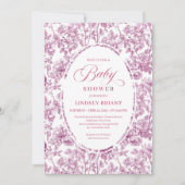 Elegant Dusky Pink Rose Gold Baby Shower Invite 招待状 (正面)