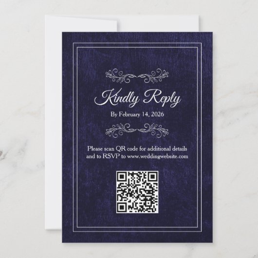 Elegant Dusty Black White QR code Wedding 招待状 (裏面)