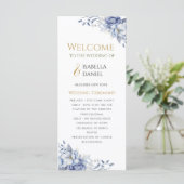 Elegant Dusty Blue and Gold Floral Wedding プログラム (スタンド正面)