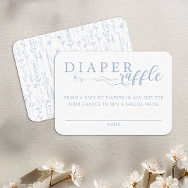 Elegant Dusty Blue Baby Shower Diaper Raffle エンクロージャーカード