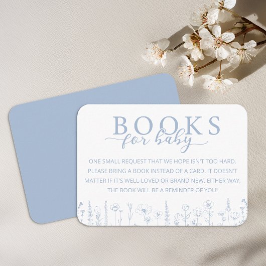 Elegant Dusty Blue Books for Baby Card エンクロージャーカード