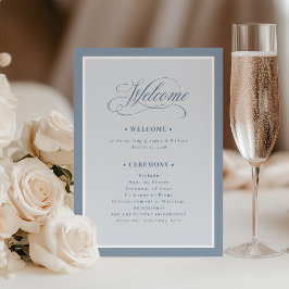 Elegant Dusty Blue Border | Luxe Wedding Welcome プログラム