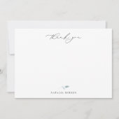 Elegant Dusty Blue Botanical Thank You ノートカード (正面)