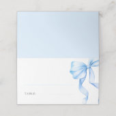 Elegant Dusty Blue Bow Bridal Shower Table プレイスカード (外部開封)