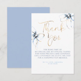 Elegant Dusty Blue Bow Bridal Shower Thank You サンキューカード
