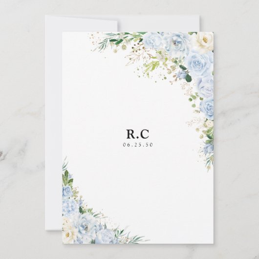 Elegant Dusty Blue Bridal Shower Invitation 招待状 (裏面)