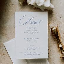 Elegant Dusty Blue Calligraphy Wedding Details