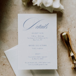 Elegant Dusty Blue Calligraphy Wedding Details エンクロージャーカード