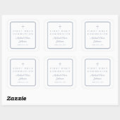 Elegant Dusty Blue Cross Boy First Communion  スクエアシール (シート)