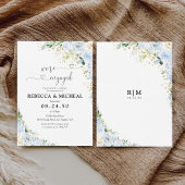 Elegant Dusty Blue Engagement Party Invitation 招待状