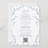 Elegant Dusty Blue Floral All-In-One Wedding 招待状 (裏面)