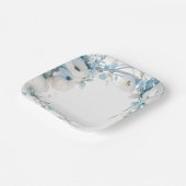 Elegant Dusty Blue Floral Baby Shower ペーパープレート (傾斜あり)