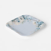 Elegant Dusty Blue Floral Baby Shower ペーパープレート (傾斜あり)