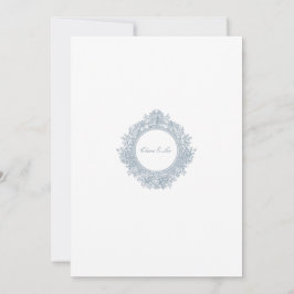 Elegant Dusty Blue Floral Border Wedding Invitatio 招待状