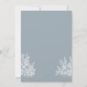 Elegant Dusty Blue Floral Border Wedding Photo 招待状 (裏面)