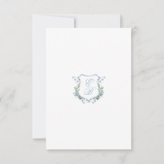 Elegant Dusty blue Floral Calligraphy 出欠カード (裏面)