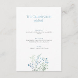 Elegant Dusty blue Floral Calligraphy Wedding エンクロージャーカード