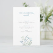 Elegant Dusty blue Floral Calligraphy Wedding エンクロージャーカード (スタンド正面)