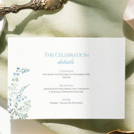 Elegant Dusty blue Floral Calligraphy Wedding エンクロージャーカード