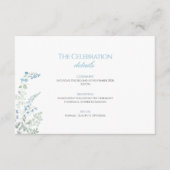 Elegant Dusty blue Floral Calligraphy Wedding エンクロージャーカード (正面)