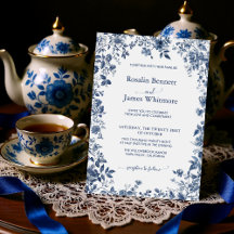 Elegant Dusty Blue Floral Chinoiserie Classic