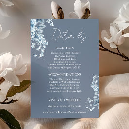 Elegant Dusty Blue Floral Details Wedding エンクロージャーカード